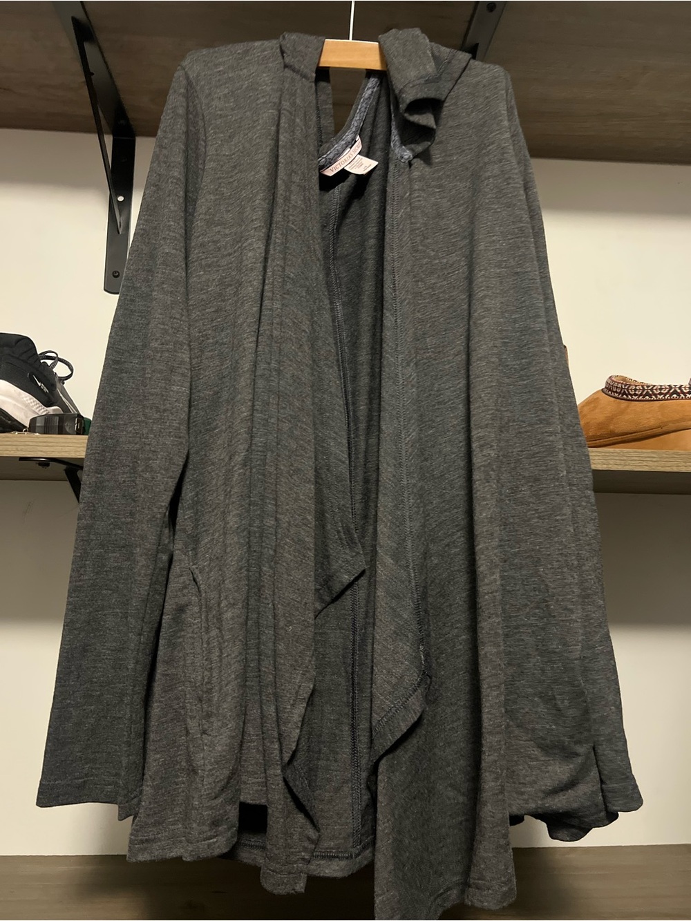 Victoria's Secret Charcoal Gray Open-Front Cascade Cardigan